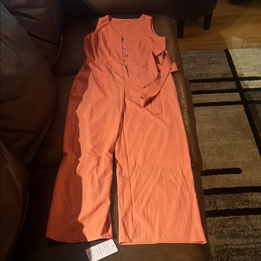 Pink Sleeveless Wide-Leg Jumpsuit